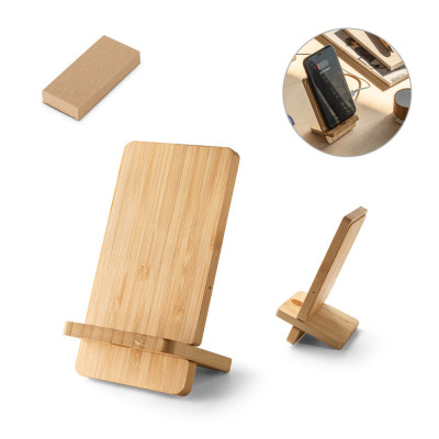 LANGE. Smartphone holder with 15W fast wireless charger in bamboo
